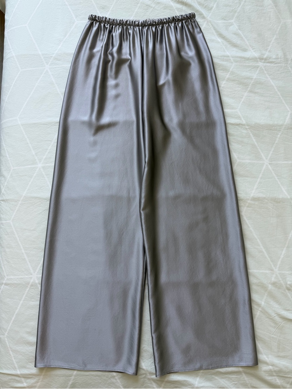 Peter Cohen 100% Silk Wide Leg Pull-On Pants Gray Size M Made USA